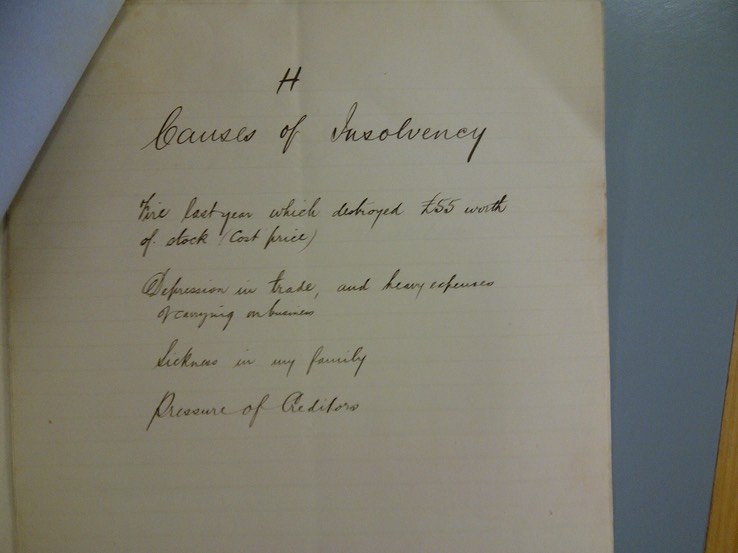 ARCHIVES 1879 John Morgan causes of Insolvency