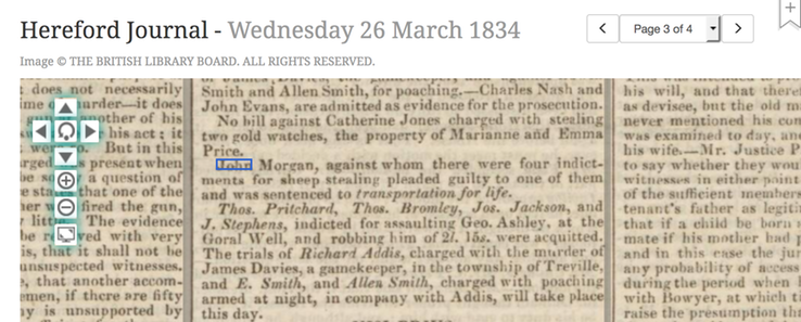 Article 1834 John Morgan Article Hereford Journal re court sentence