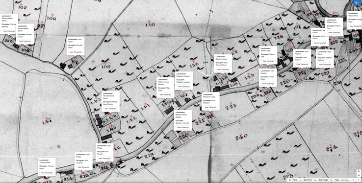 Article 1842 Map of Monklnd village with names of occupiers 