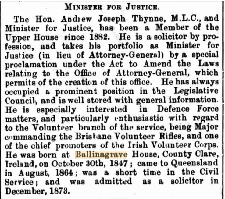 Article 1882 Andrew Joseph Thynne of Ballinagrave House