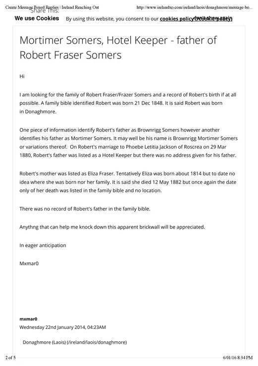 Article Bible notes on Mortimer Somers in Message Board