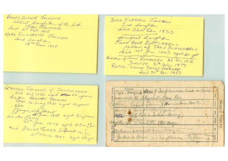 Article hand written notes Jacksons and also Captain Fraser