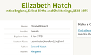 Birth 1775 Elizabeth Hatch in Leominster to Edward and Margaret Hatch