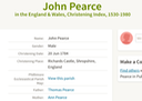 Birth 1784 John Pearce father of Jane Pearce