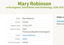 Birth 1797 Mary Robinson to James and Sarah in Dudley 17th Dec 1797 CHECK THIS ONE