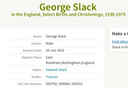 Birth 1822 Georga Slack 30th June 1822 married Elizabeth Bell