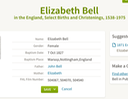 BIRTH 1827 Elizabeth Bell (also called Annie Elizabeth Bell) to John and Elizabeth in Warsop (Worksop?)