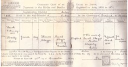 Birth 1855 James Skeggs Original Birth Cert