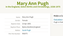 Birth 1855 Mary Ann Pugh (Became Davies) to Sarah Pugh in Byton whife of Thomas Morgan from Monkland