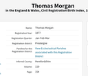 Birth 1877 Thomas Morgan son of Monkland Thomas