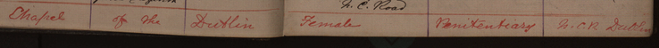 Birth 1884 Notes on Florence Birth Entry Chapel of Female Penitentiary NCR Dublin North Circular Road