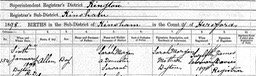 Birth 1898 Allen Morgan to Sarah Morgan in kington