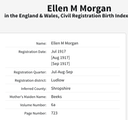 Birth 1917 Ellen M Morgan daughter of young Thomas Morgan