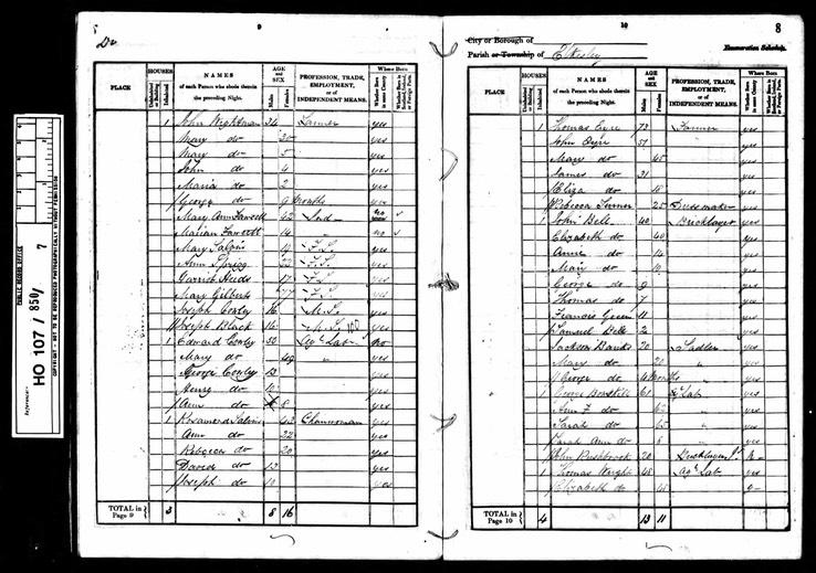 CENSUS 1841 John Bell (Bricklayer ) and Elizabeth Bell with son George Bell 