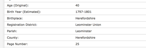 Census 1841 Margaret Fields present at death of John Morgan 1839