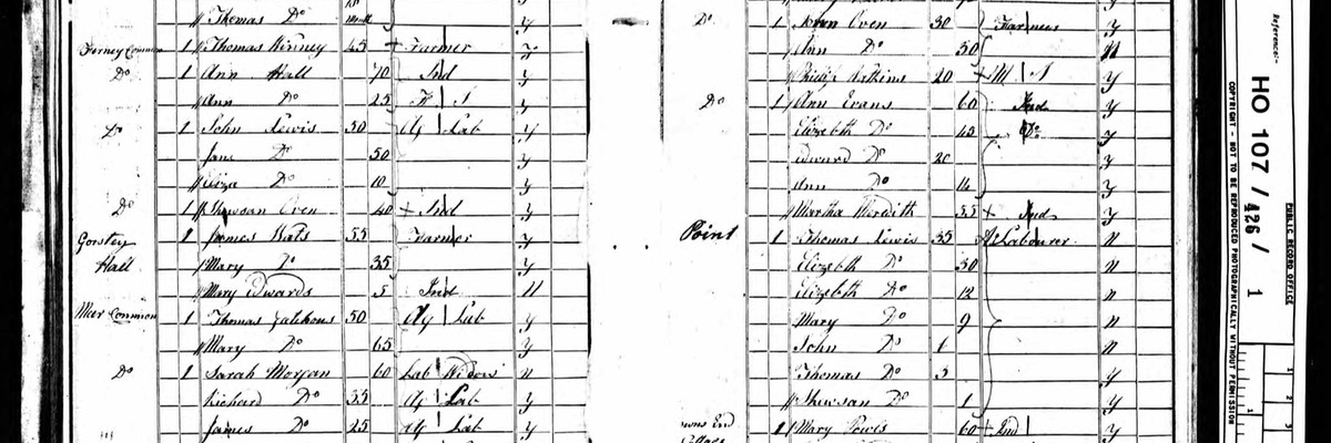 Census 1841 Philip Watkins husband of Mary Ann Morgan in Almeley