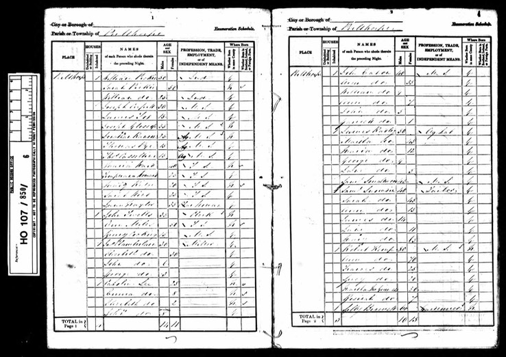 Census 1841 Robert Kemp and Ann in Edwinstowe parents of Elizabeth 1st wife of John Bell