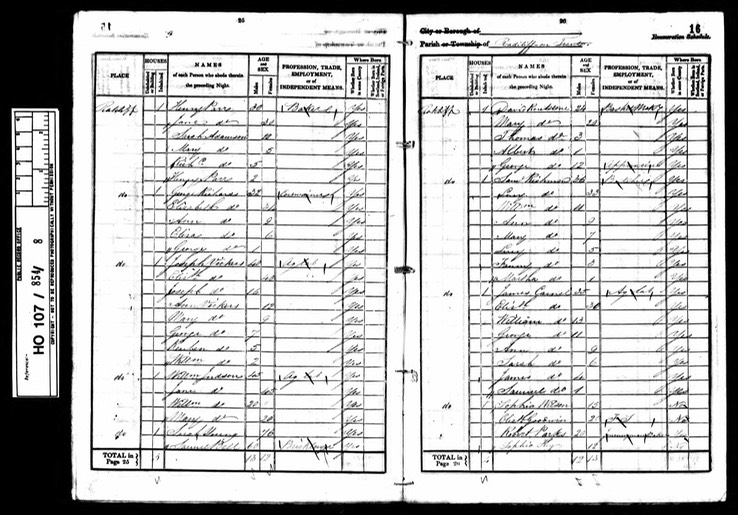 Census 1841 Samuel Bell possible father of George and John a bricklayer in Radcliffe