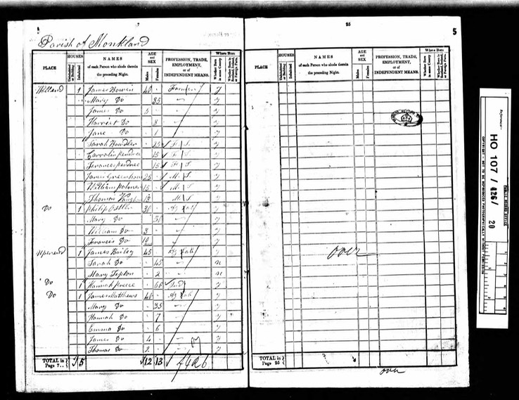 Census 1841 Upper End houses Bailey and Preece