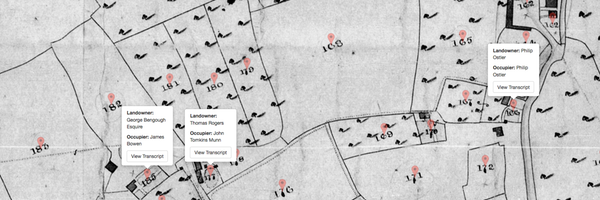 Census 1842 Map of Upper End and Wall End owners and Occupiers