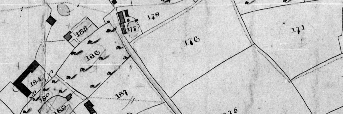 Census 1842 Upper End map of cottages 177, 185 and 189