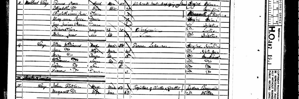 Census 1851 Ann Williams with Mary and William Williams changed name from Morgan plus 2 children to Allen Williams