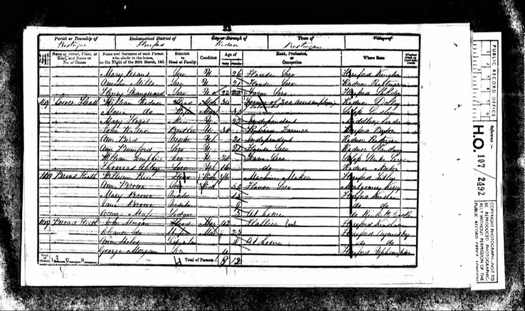 Census 1851 John Morgan born Kinsham 1809 son of William Morgan