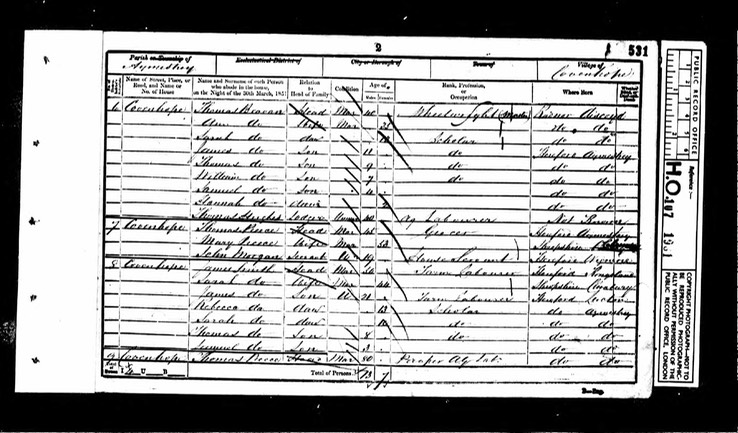 Census 1851 John Morgan born Wigmore son of Mary Morgan and sister of Emma Morgan both born Aymestrey 1832