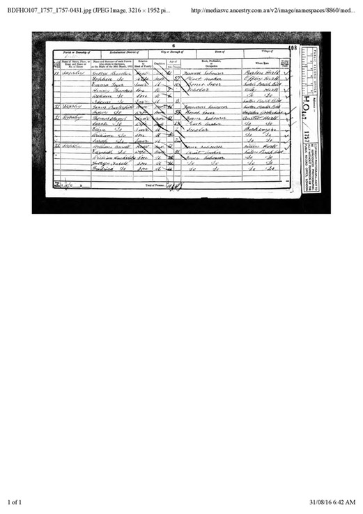 Census 1851 Thomas (Born 1821) and Sarah Skeggs living in Luton