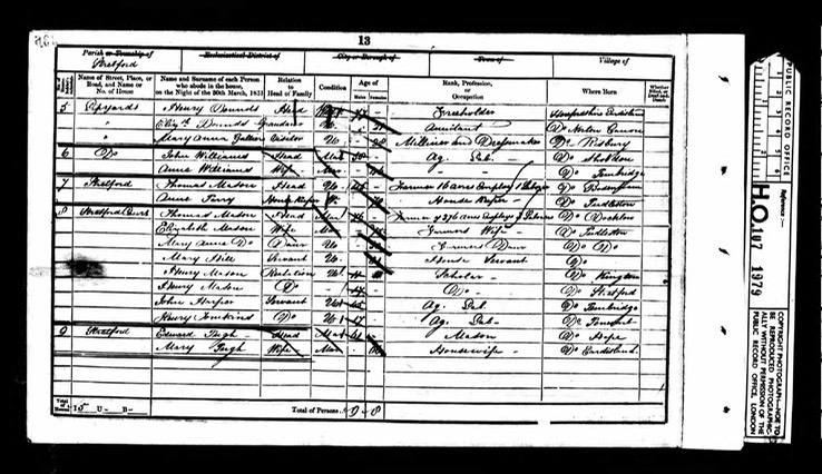 Census 1851 Thomas Mason from John Morgan Trial on 16 acres