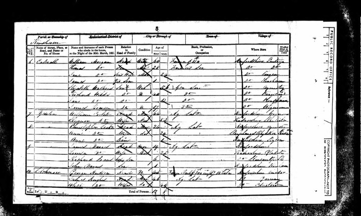 Census 1851 William Morgan in Kinsham part of Presteign