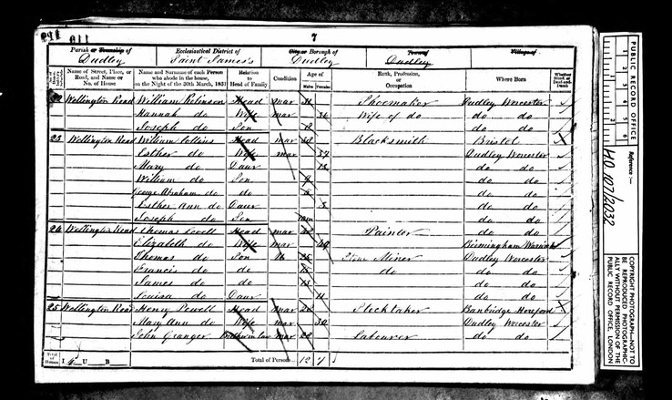 Census 1851 William Robinson born abt 1820 from Masonic Lodge shoemaker is cordwainer