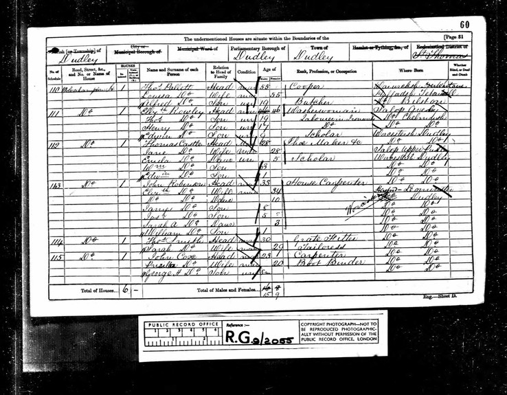 Census 1861 John Robinson and Elizabeth with 5 cildren