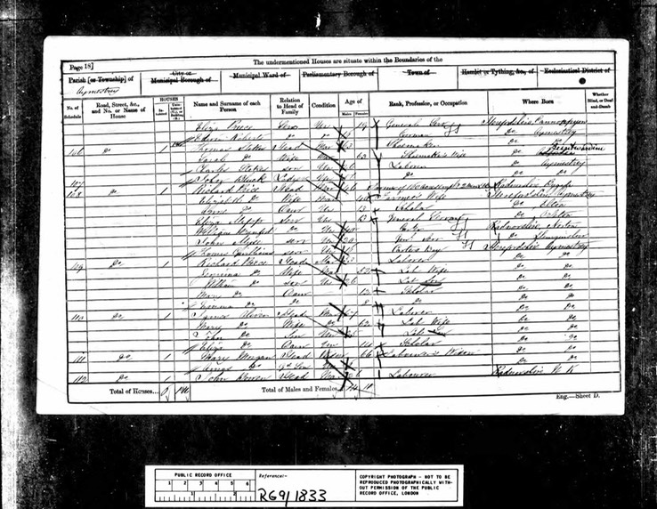 Census 1861 Mary Morgan a widow with Amos Morgan Grandson in Aymestrey