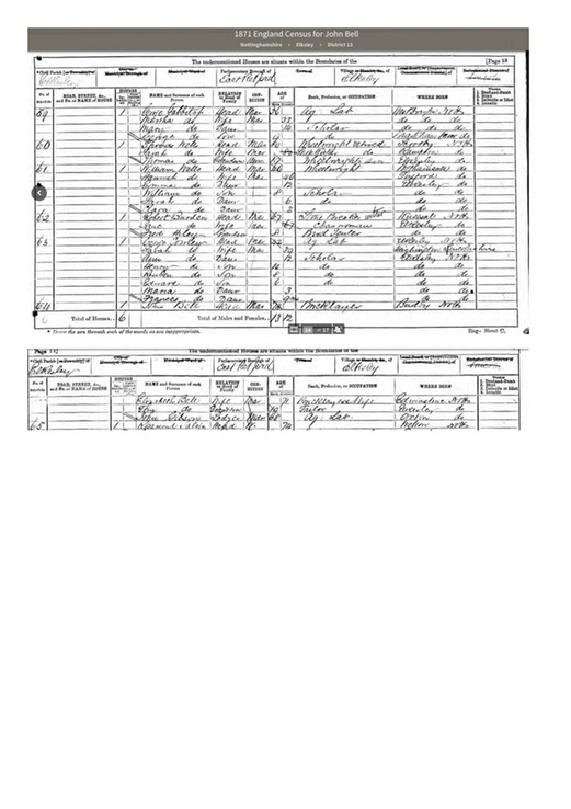 CENSUS 1871 John Bell Split pages