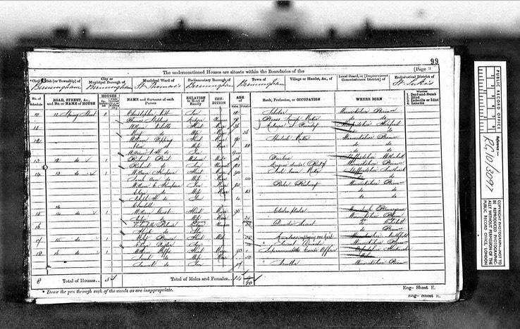 Census 1871 Mary Ann Nicholls in Birmingham near son William at school