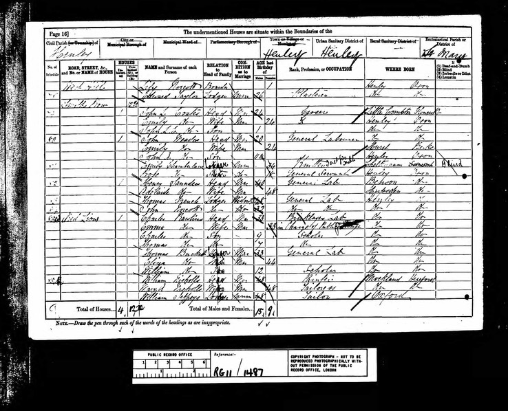 Census 1881 Mary A Nicholls from Monkland in Henley