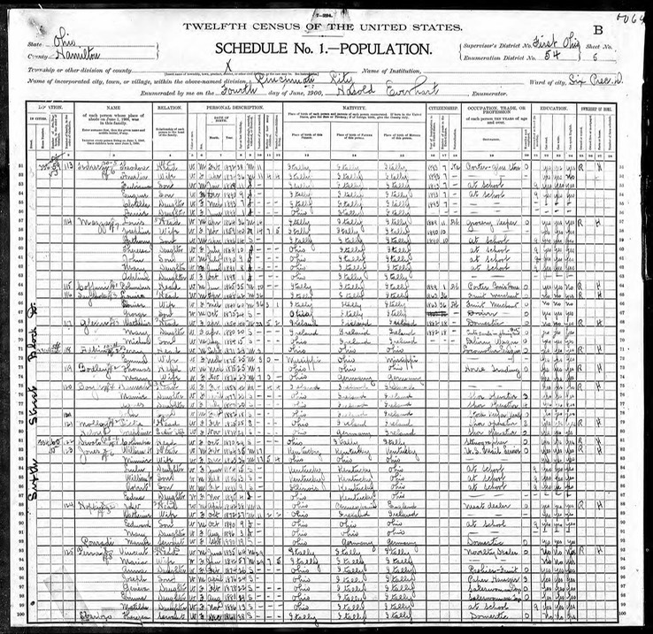 Census 1900 Mary Glynn in Ohio parents John Glynn and Katherine MacNamara