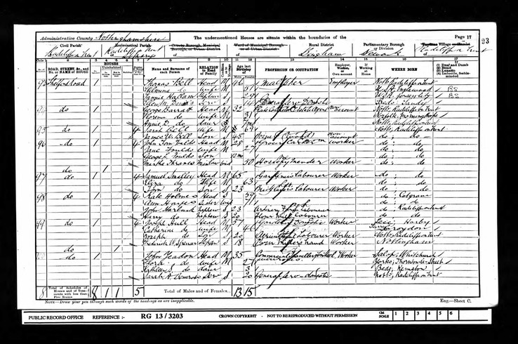 CENSUS 1901 Sarah Bell age 69 (born 1832), Thomas Bell Age 46 (born 1855) James Bell age 45 (born 1856) wfamily of George Bell