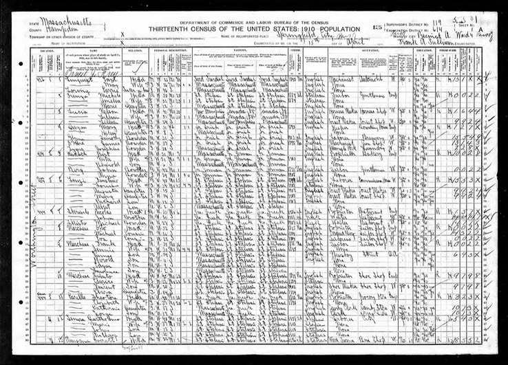 Census 1910 Timothy Glynn in Springfield Massachusetts not married