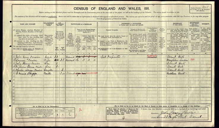 Census 1911 Emma Skeggs separated wife of Charles Skeggs