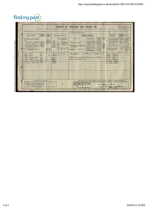 Census 1911 George Bell born 1870 youngest son George Bell born 1832 Highgte living 175 Bobbers Mill Rd Nottingham?