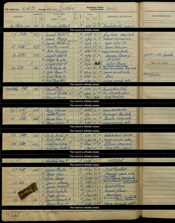 Census 1939 Clara E Carter nee Morgan daughter of Thomas and Alice