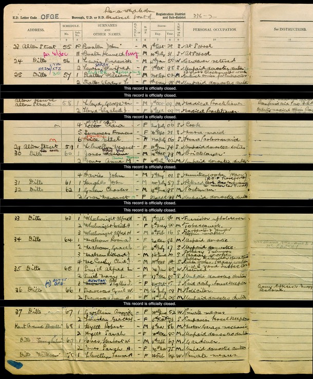 Census 1939 Clara Lello grandaughter of Thomas Morgan