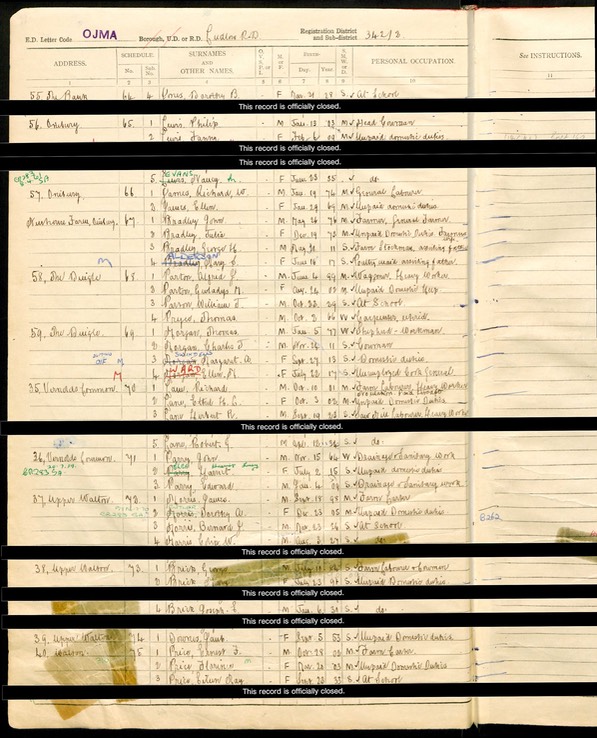 Census 1939 Thomas Morgan son of Thomas Morgan from Monkland