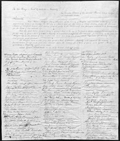 Convict 1834 John Morgan Petition ORIGINAL DOCUMENT with 3 columns (Photoshopped)