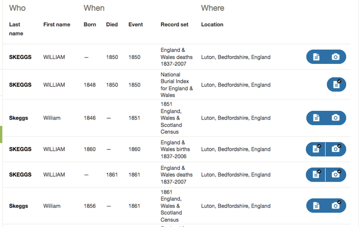 Death 1850 and 1861 2 x William Skeggs