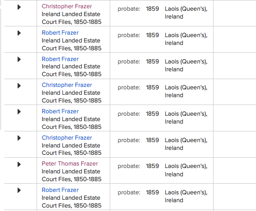 Death 1859 and PROBATE Christopher, Robert and Peter Thomas Frazer