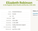 Death 1889 Elizabeth Robinson nee Morgan 6th Dec 1889 in Dudley 