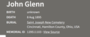 Death 1895 John Glenn Cincinnati Hamilton Ohio